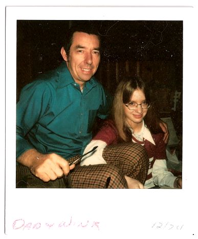 1974 - Rob, awful black glasses, unusual plaid pants, and Wendy.jpg